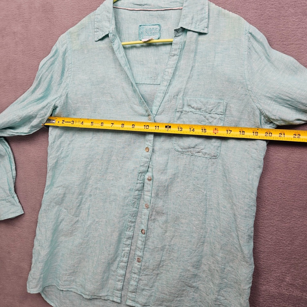 Sigrid Olsen Blue Coastal 100% Linen Button Down Shirt Size M - Picture 4 of 7